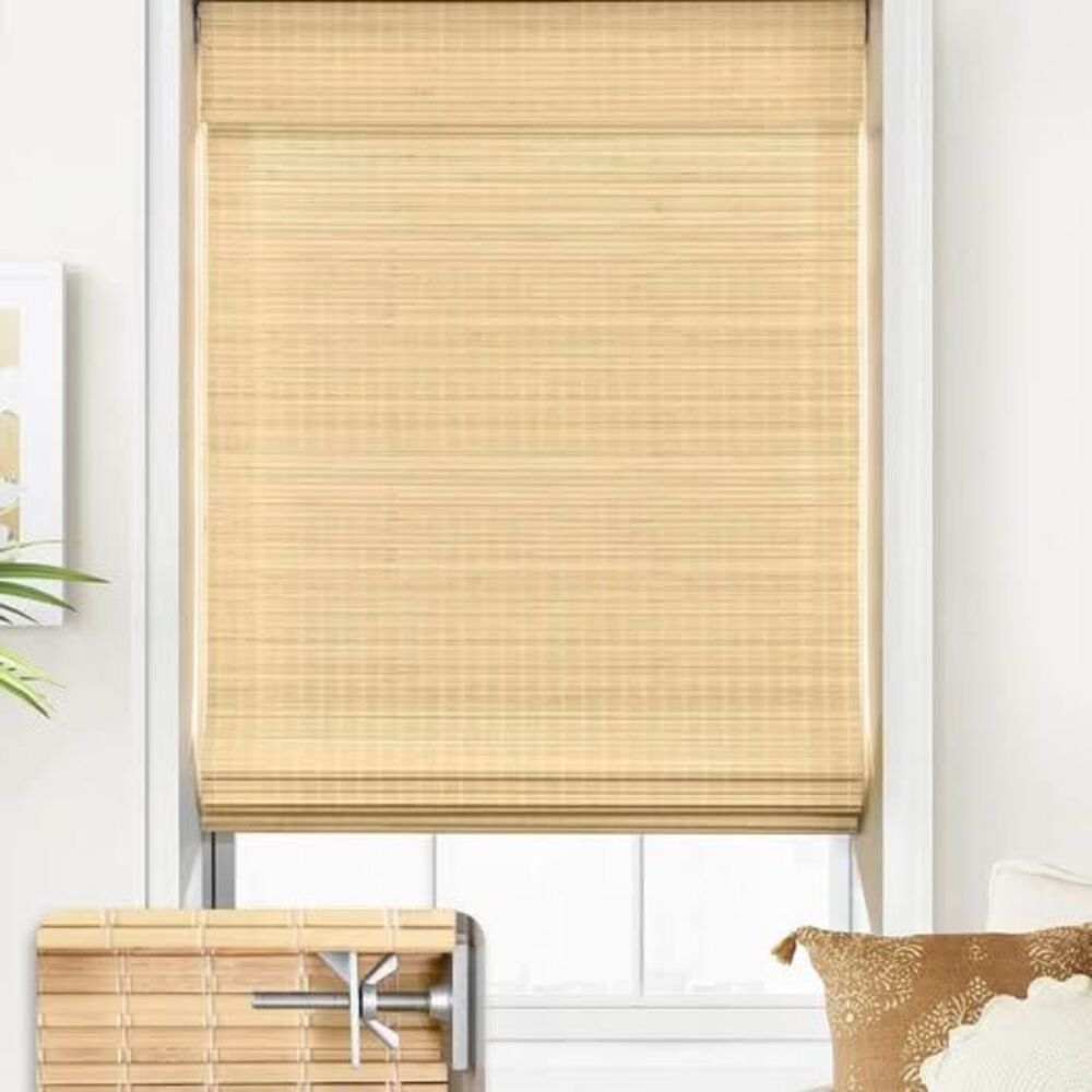 Cordless Natural Bamboo Roman Shade 38'' W x 64'' H, DP-Natural